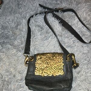 Monserat DeLucca :Equis Petite Crossbody Luxury Leather Handbag with Brass